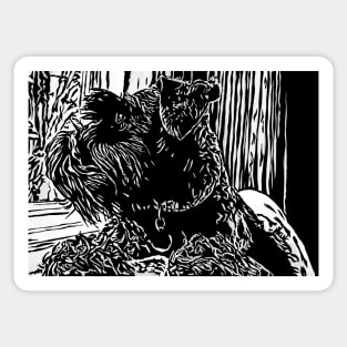 Black Miniature Schnauzer Dog Linoprint Sticker